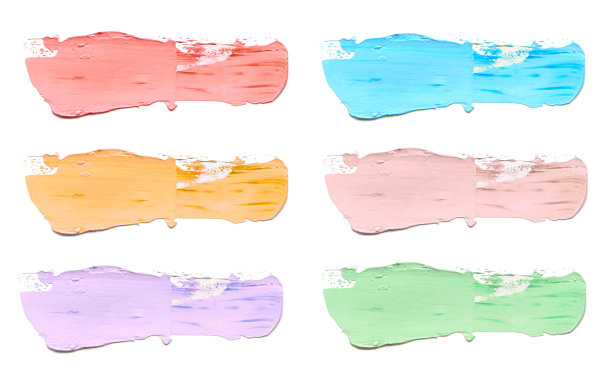 抽象丙烯酸色笔触。孤立在白茫茫的阴影中。收集。图片下载