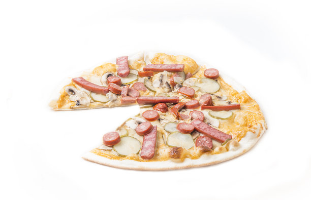 白色背景上的披萨。图片下载