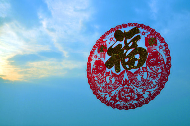 中国春节的剪纸装饰素材图片