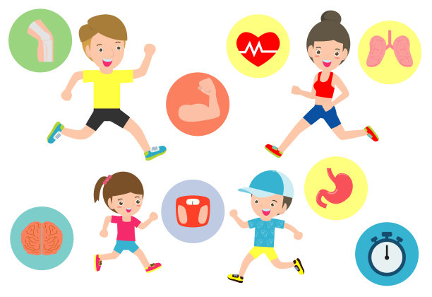 一套家庭健身操。矢量平面卡通人物图标设计。矢量插图孤立在白色背景。图片下载