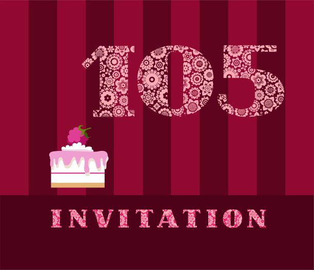 请柬，105年历史，覆盆子派，矢量，英语。图片下载