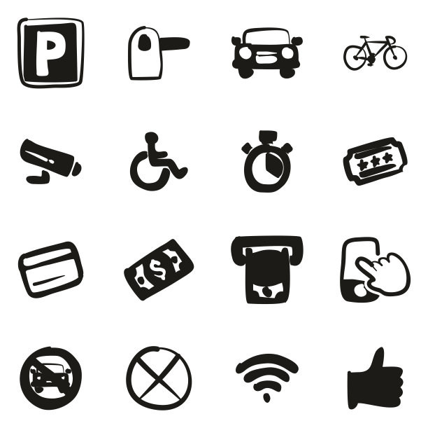 停车场或停车场图标徒手填充图片下载