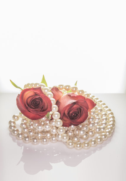 一串珍珠上的玫瑰图片下载