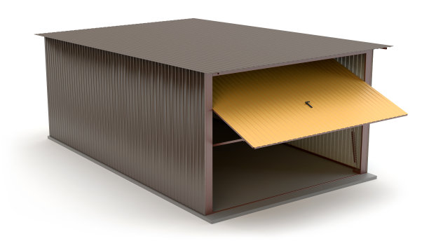 金属车库，3D插图图片下载