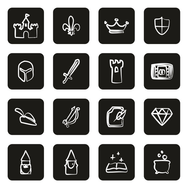 幻想或童话图标写意白在黑图片下载