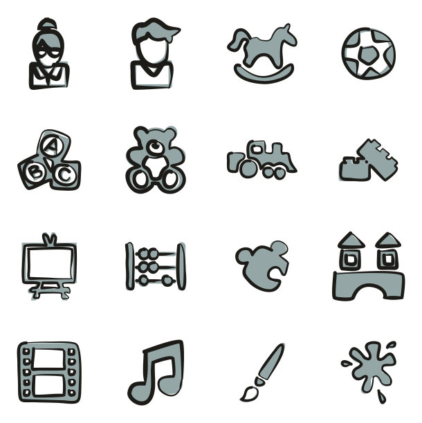 幼儿园或日托图标徒手2颜色图片下载