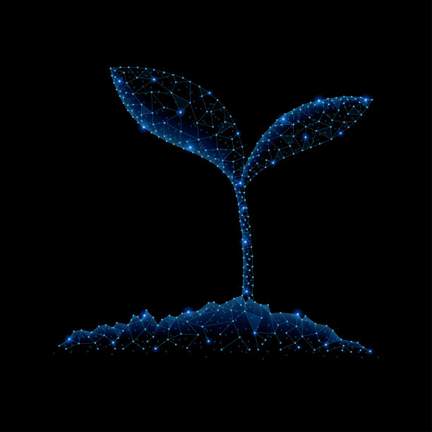 从大地上抽芽出的多边形光图片下载