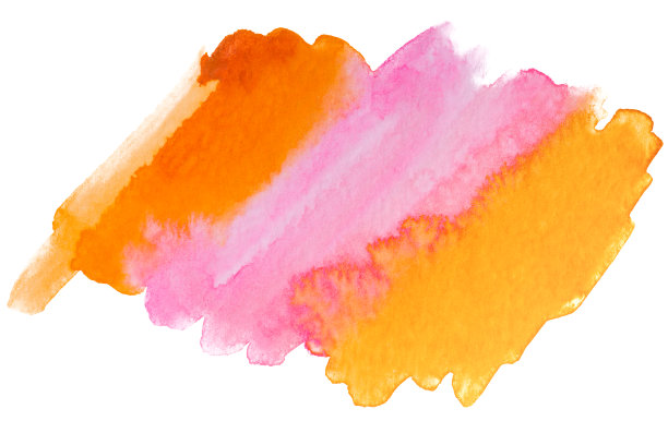 水彩纹理染色黄色粉红色矩形与抽象的边缘，为设计。抽象孤立在白色背景，手绘。高分辨率纹理照片图片下载