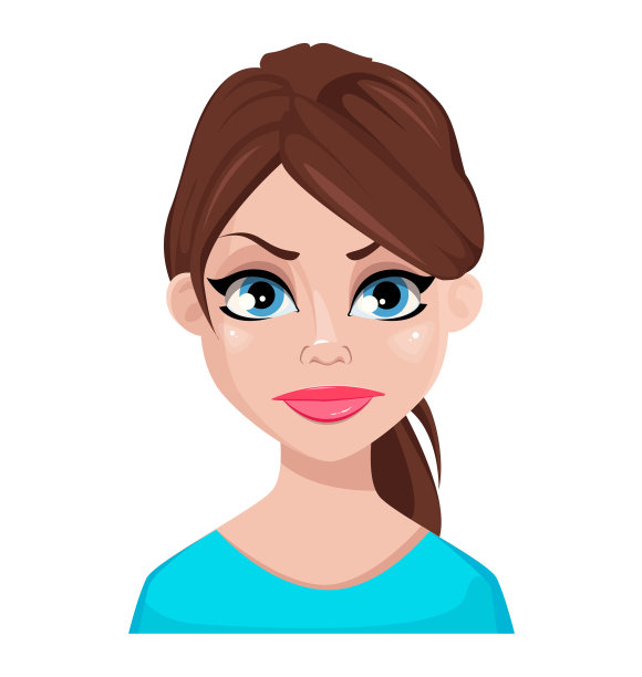 穿蓝色衬衫的女人的面部表情图片下载