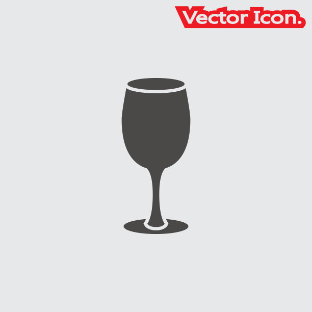 酒杯图标孤立的标志符号和平面风格的应用程序，网页和数字设计。图片下载