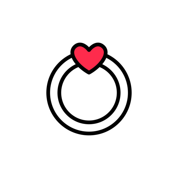 戒指心形的爱情图标。情人节。图片下载