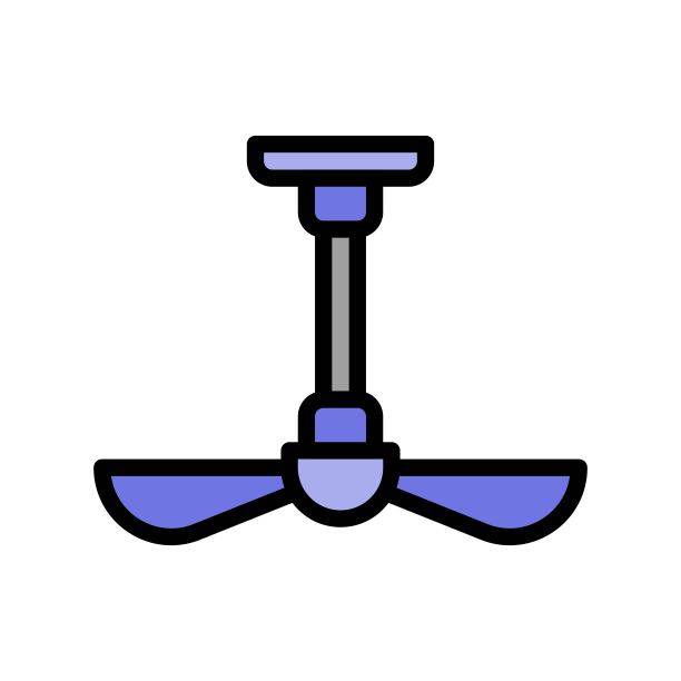吊扇矢量图，填充样式图标可编辑轮廓图片下载