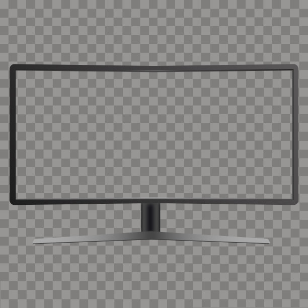 现实曲面电视显示器模型与透明屏幕。向量。图片下载