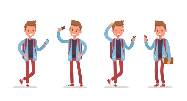 商人做着不同的手势。字符矢量设计。图片下载