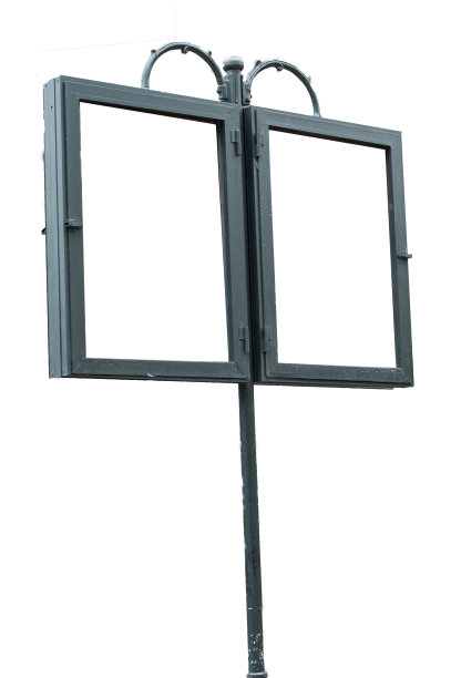 空白模拟的垂直街道海报广告牌上孤立的白色背景图片下载