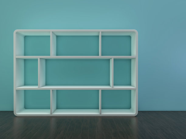 白空柜。有架子的橱柜。3 d图片下载