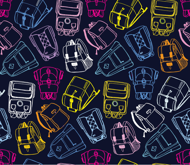 手绘涂鸦背包-回到学校-图案的背景图片下载