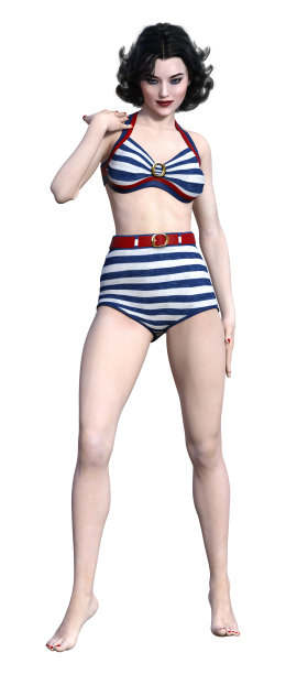 3D插图复古海报女郎在白色图片下载