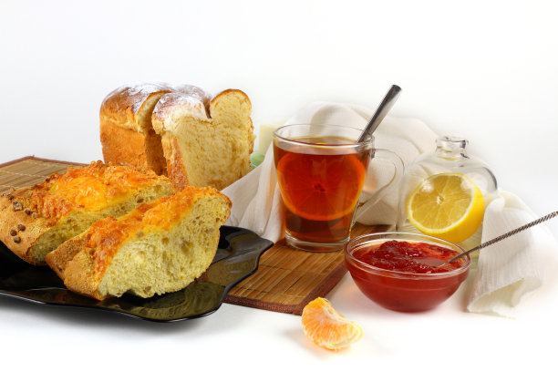 茶，柠檬，糕点和果酱图片下载