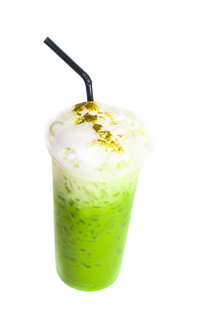 冰绿茶抹茶白色背景图片下载