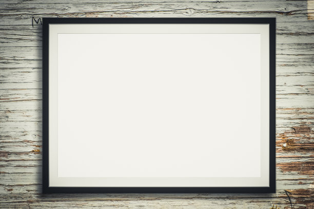黑色相框上的古董木材背景-空白框模型图片下载