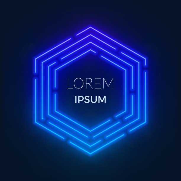 霓虹灯的未来主义圆形框架的文本。可以作为背景。图片下载