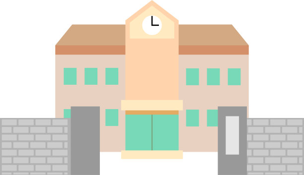 日本公立学校大楼设有大门图片下载