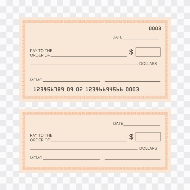 银行检查模板。空白复选图标矢量图片下载