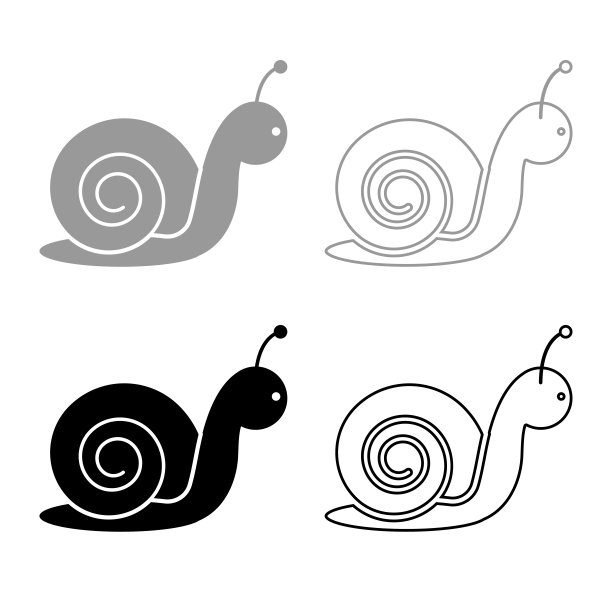 蜗牛图标轮廓设置灰色黑色的颜色图片下载