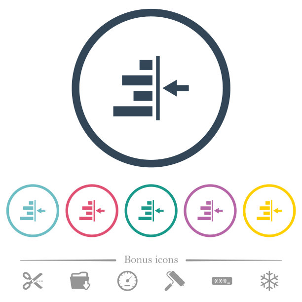 增加内容的右缩进，圆形轮廓中的平面颜色图标图片下载