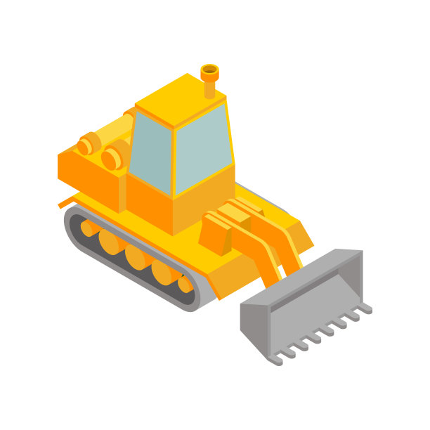 推土机等距式孤立。农用拖拉机的3 d模型。拖拉机向量图片下载