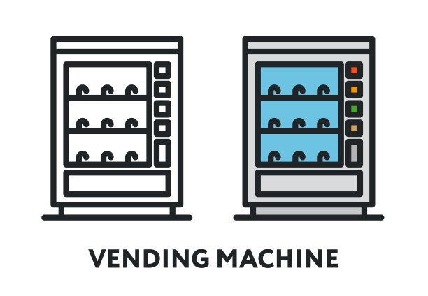自动售货机。矢量平线笔画图标图片下载