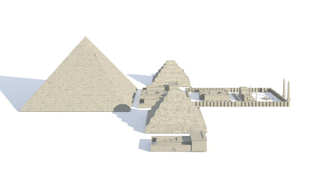 埃及建筑和雕像孤立的白色背景3d插图图片下载