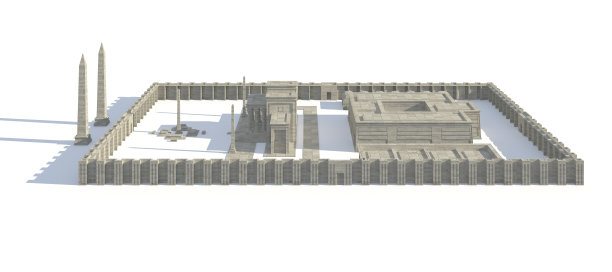 埃及建筑和雕像孤立的白色背景3d插图图片下载