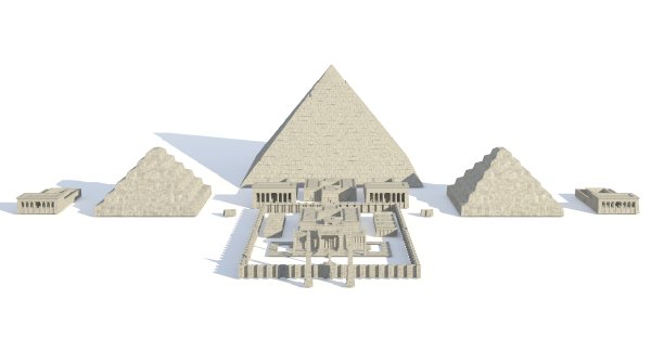 埃及建筑和雕像孤立的白色背景3d插图图片下载