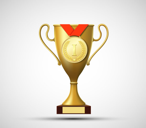 冠军获得金牌和奖杯。矢量图标。图片下载