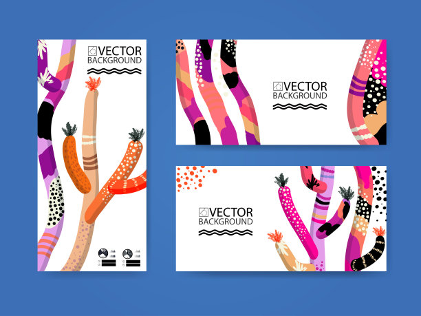 抽象新潮的插画背景，海报，花式仙人掌多肉植物，风格平面和3d设计元素。独特的艺术封面，横幅，传单和海报。图片下载