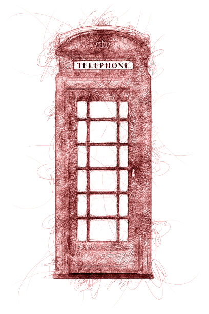 一个典型的伦敦电话亭圆珠笔涂鸦图片下载