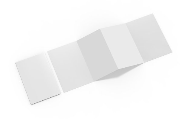 手风琴折叠宣传册，四折宣传册，八页四板传单，手风琴折叠模拟模板，3d插图图片下载