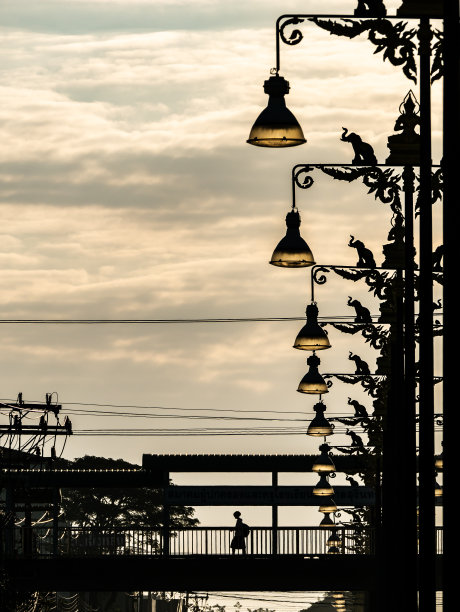 学生步行穿过波兰人附近的人行桥图片下载