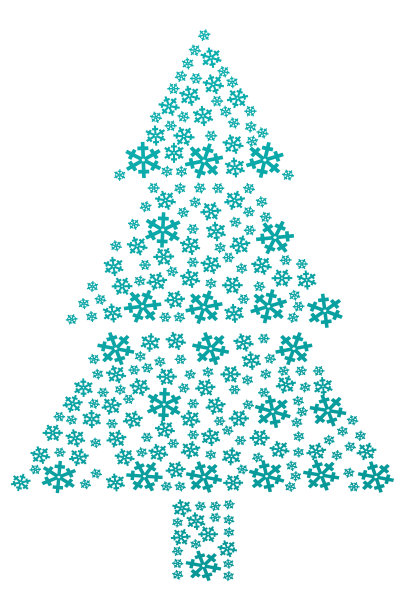 概念:用雪花做成的圣诞树。图片下载