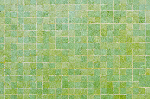 黄色和绿色马赛克墙面背景纹理图片下载