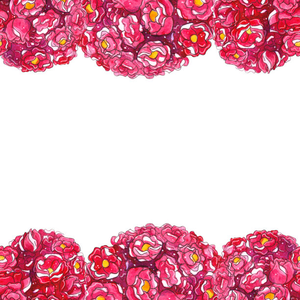 水彩手绘浪漫花卉模板。图片下载