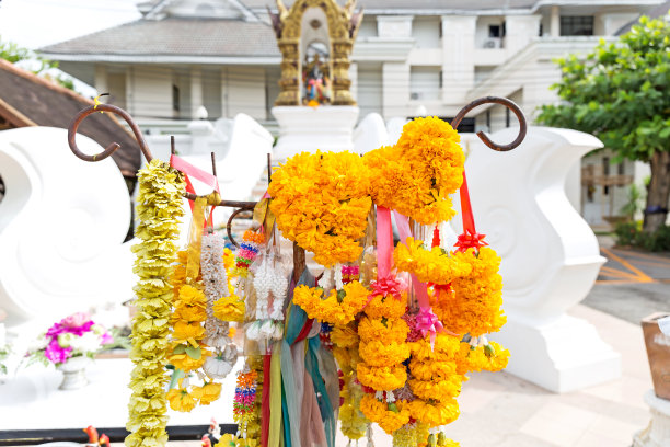 万寿菊祭品献给神圣的人。图片下载