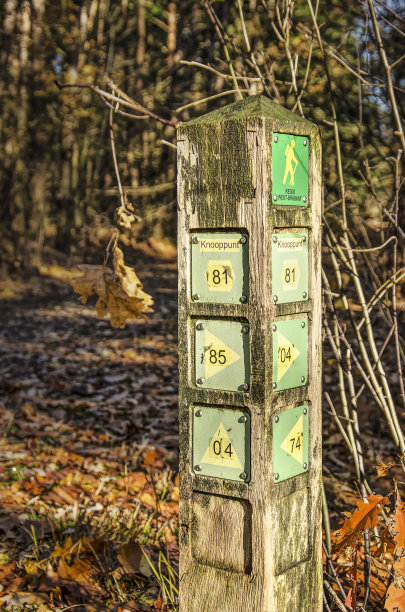 带有徒步路线的木杆图片下载