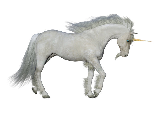 3D插图童话白色独角兽的白色图片下载