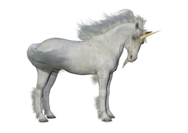 3D插图童话白色独角兽的白色图片下载