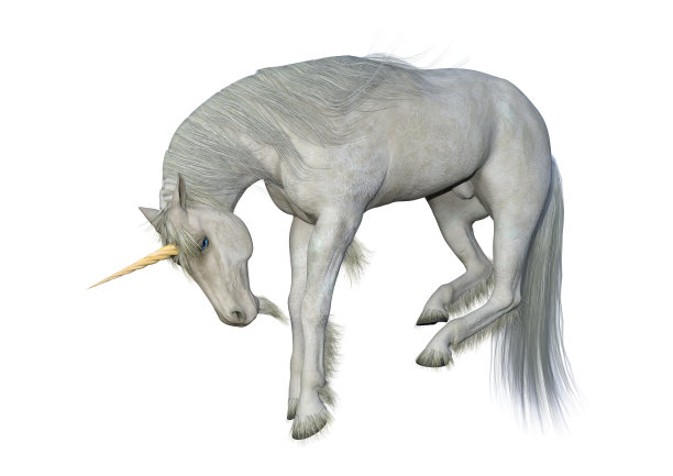3D插图童话白色独角兽的白色图片下载