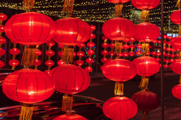 夜晚的红灯笼素材图片