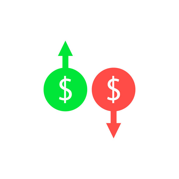 美元下跌和上涨的图标。矢量图图片下载
